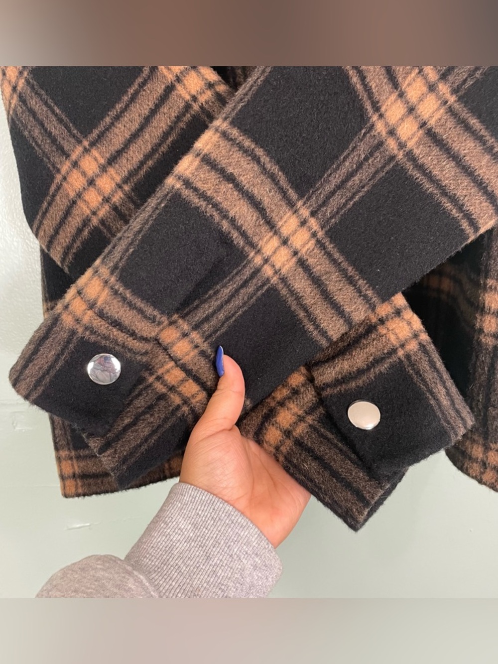 Rails Cheyenne‎ Jacket Came Jet Black Tan Brown Women Small Wool Blend Zip Up - Picture 8 of 11